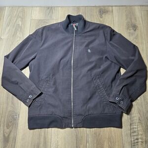 Mens Original Penguin Jacket Size XL Charcoal Bomber Jacket Lined
